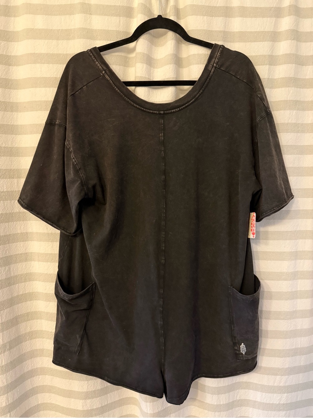 NWT Free People Washed Black V-Neck Romper